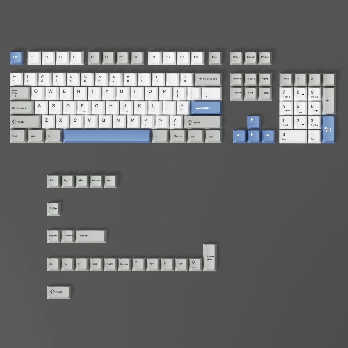 Glacier Slate Cherry Doubleshot PBT Keycaps