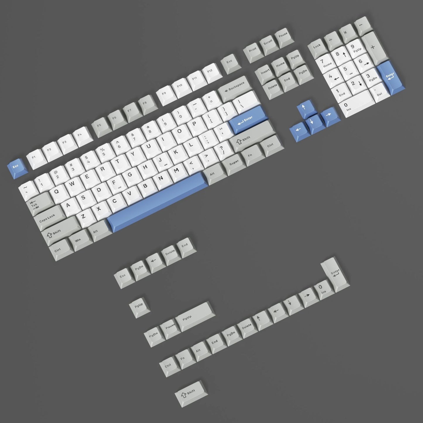 Glacier Slate Cherry Doubleshot PBT Keycaps