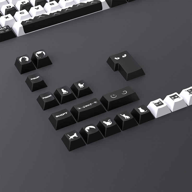 Night Cat Cherry PBT Keycaps