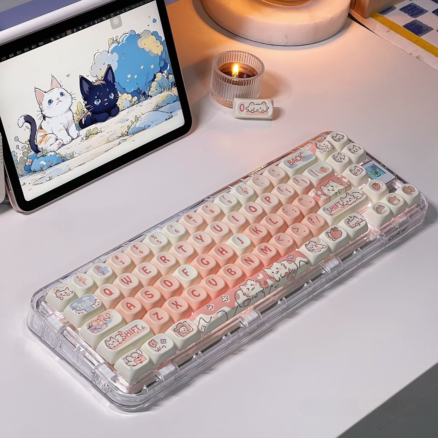 Strawberry Kitten MOA PBT Keycaps