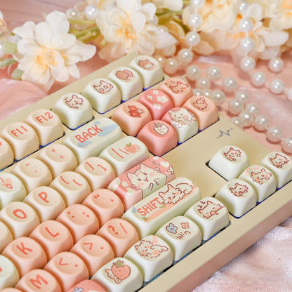 Strawberry Kitten MOA PBT Keycaps