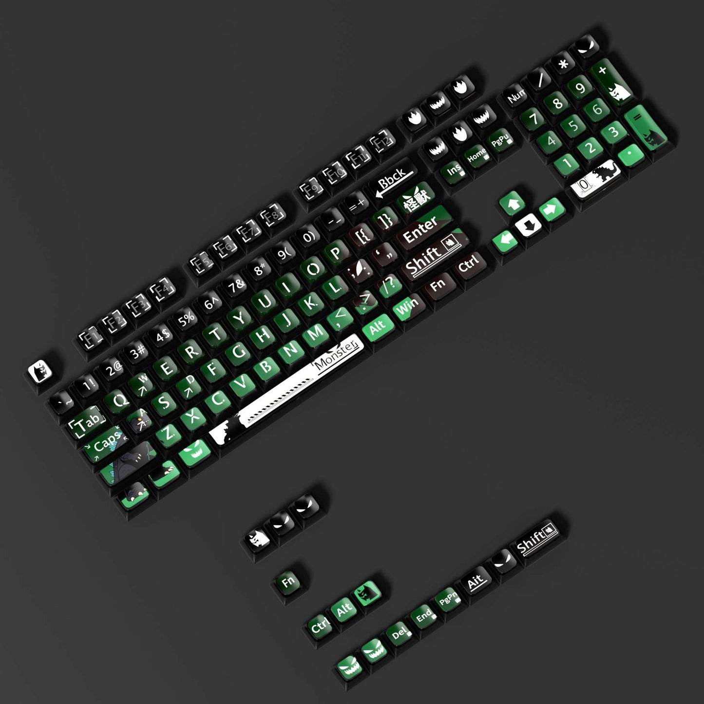 Monster 6 Theme XDA PBT PC Keycaps