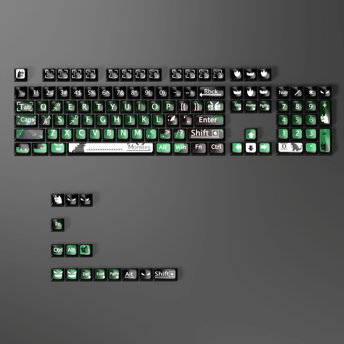 Monster 6 Theme XDA PBT PC Keycaps