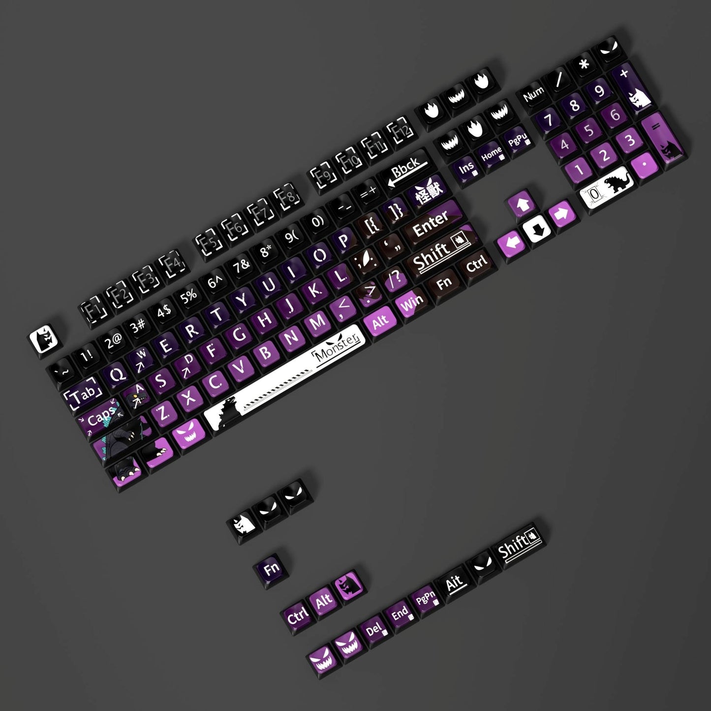 Monster 6 Theme XDA PBT PC Keycaps