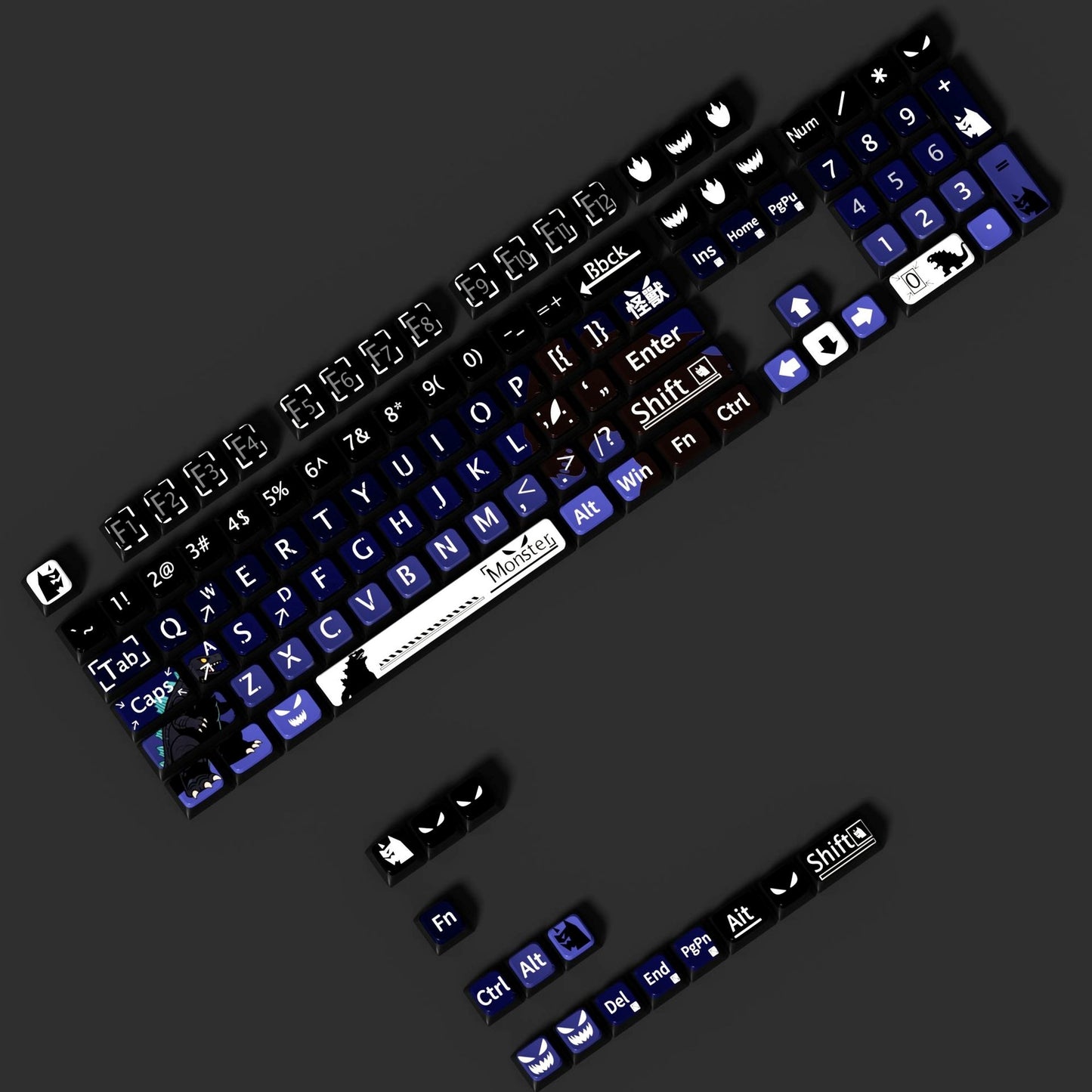 Monster 6 Theme XDA PBT PC Keycaps