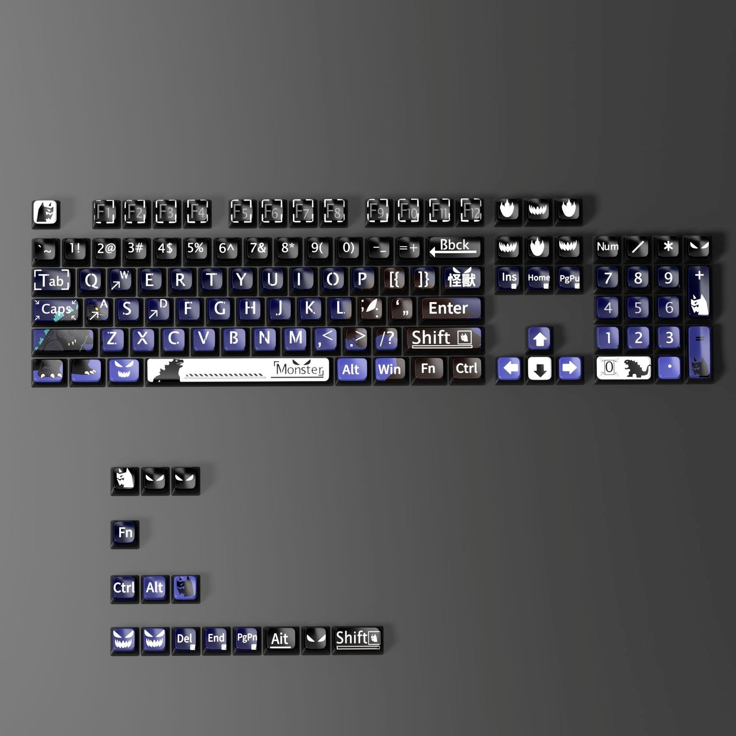 Monster 6 Theme XDA PBT PC Keycaps