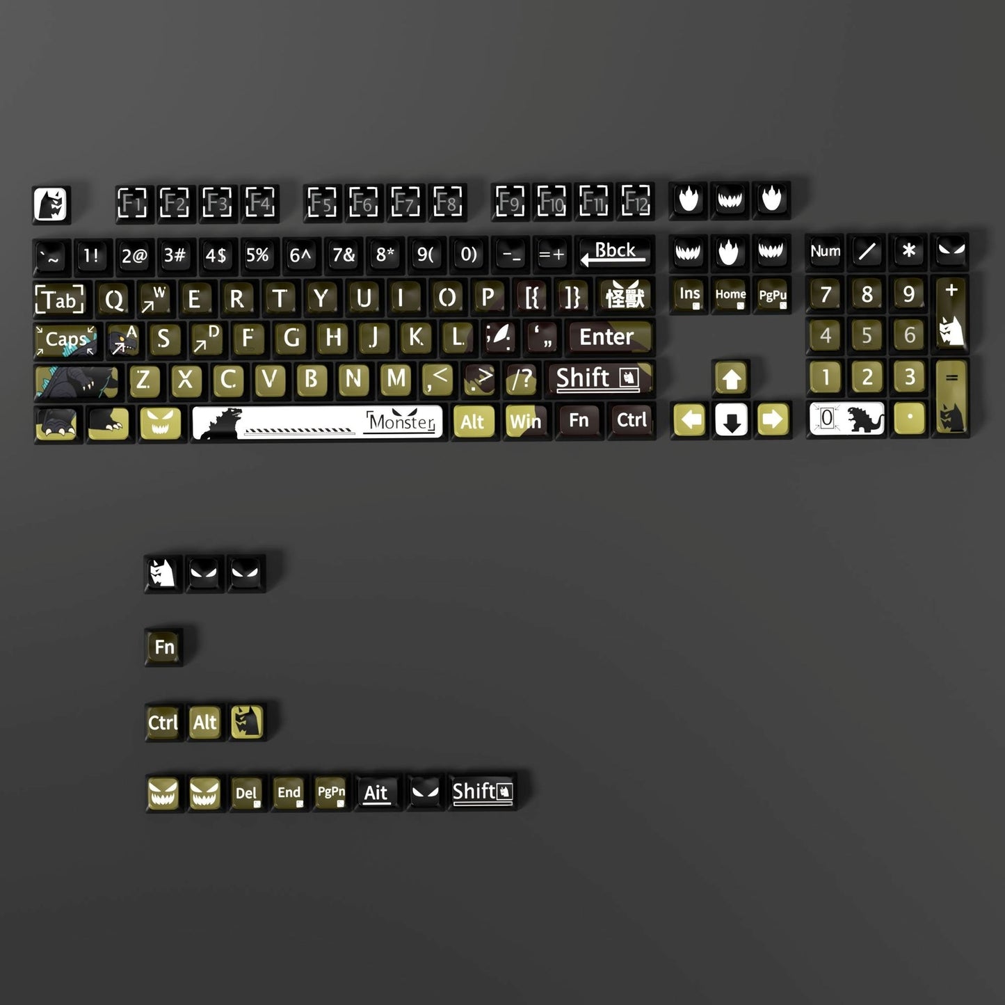 Monster 6 Theme XDA PBT PC Keycaps