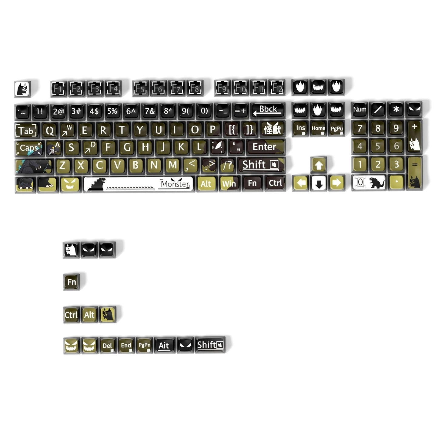 Monster 6 Theme XDA PBT PC Keycaps