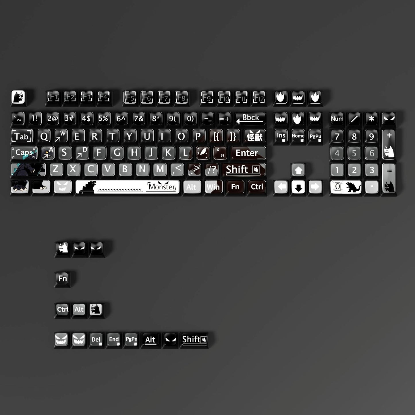 Monster 6 Theme XDA PBT PC Keycaps