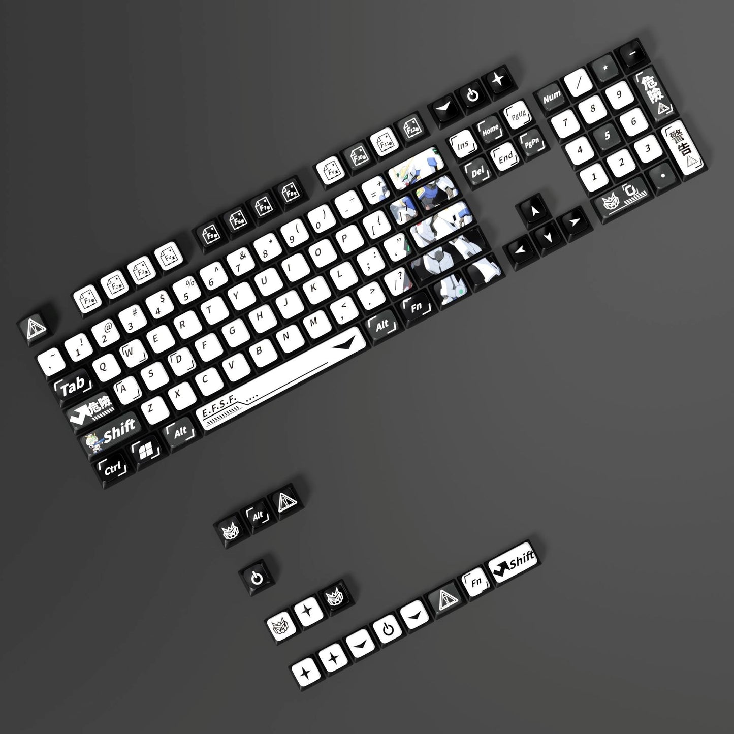 Gundam White Black XDA PBT PC Keycaps