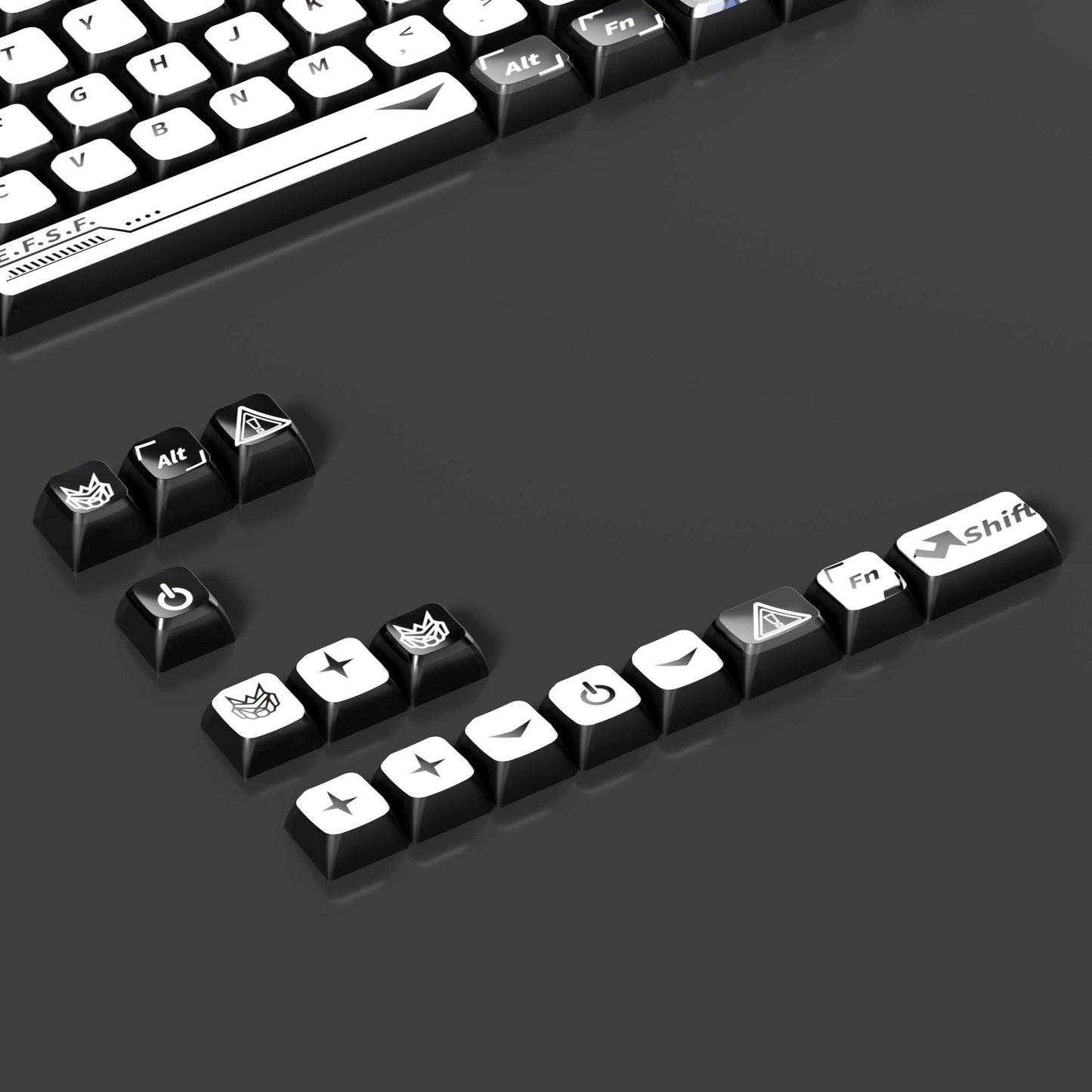 Gundam White Black XDA PBT PC Keycaps