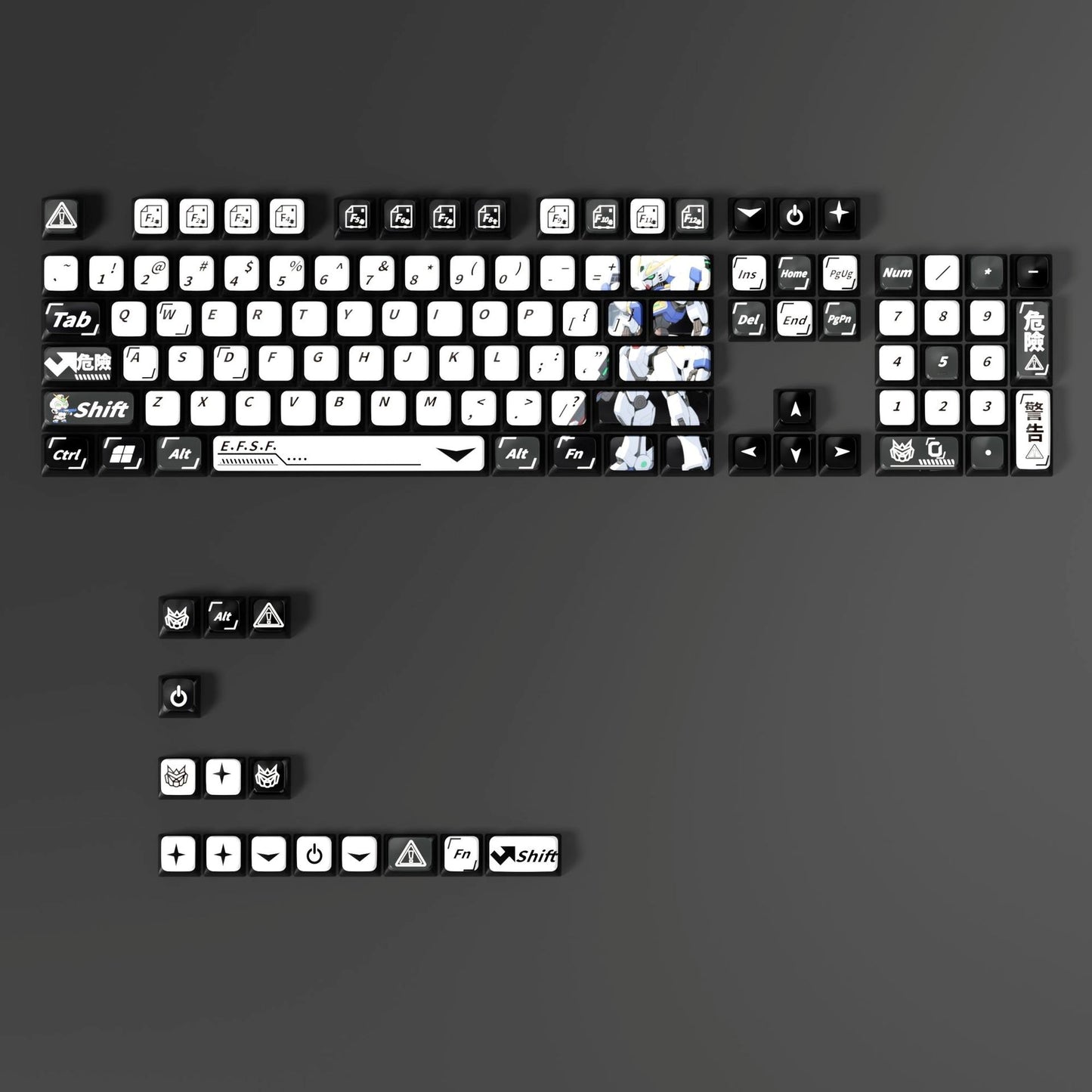 Gundam White Black XDA PBT PC Keycaps