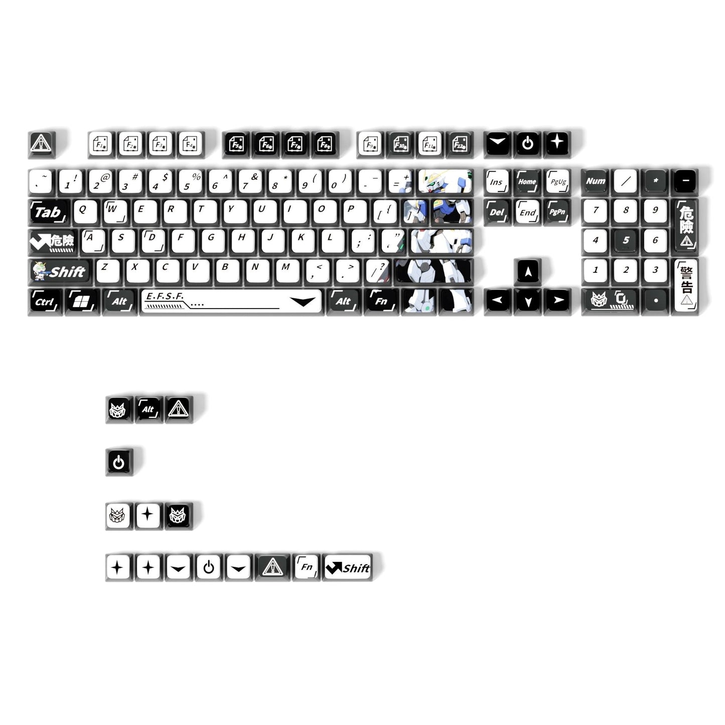 Gundam White Black XDA PBT PC Keycaps