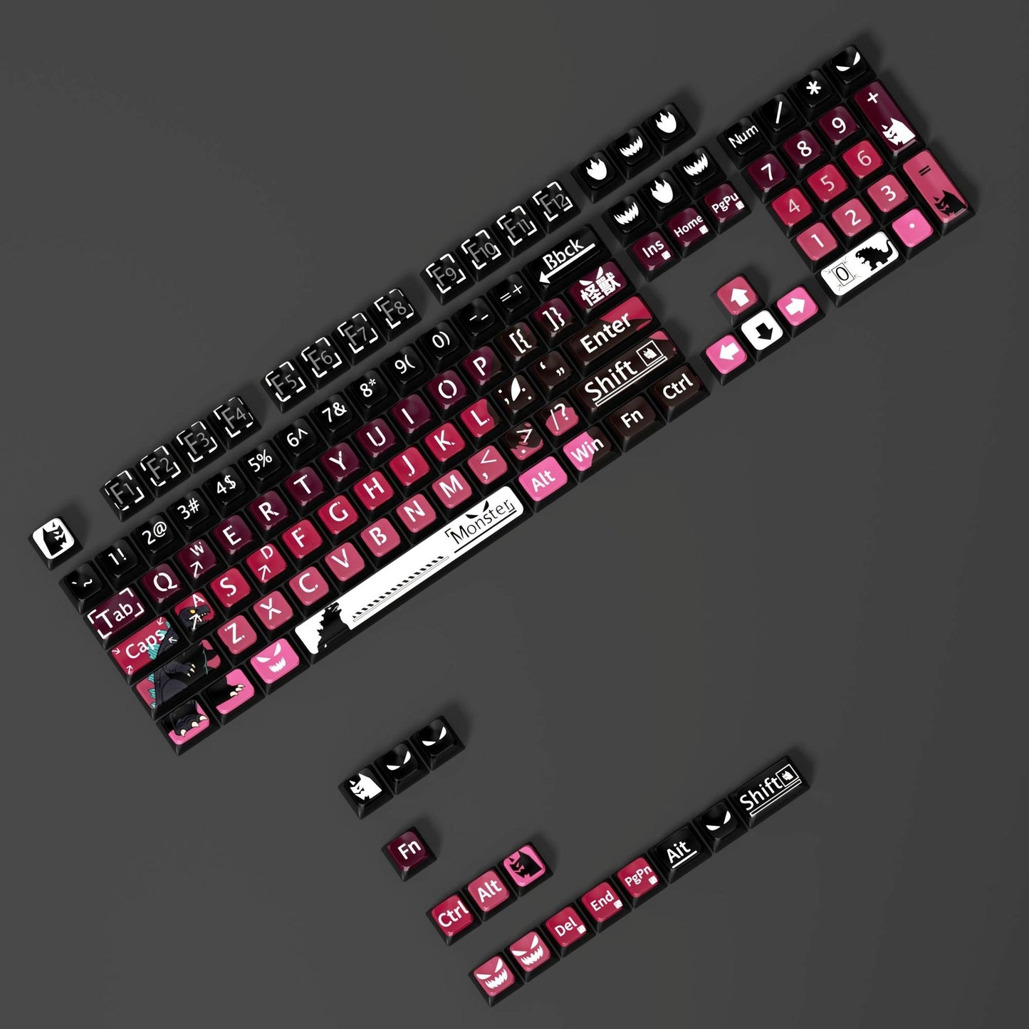 Monster 6 Theme XDA PBT PC Keycaps