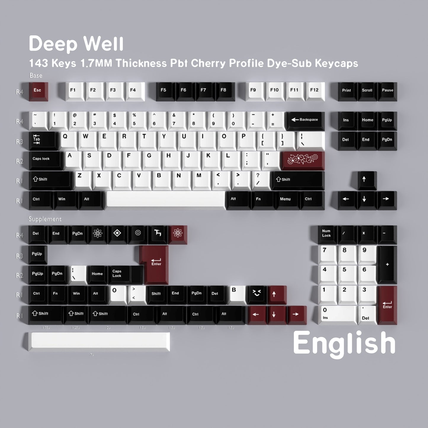 Claret Deep Well 1.7mm Thick Japanese English PBT Keycaps