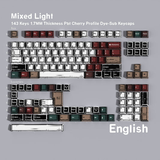 Comic Mixed Light Cherry 1.7mm Thick PBT Keycaps