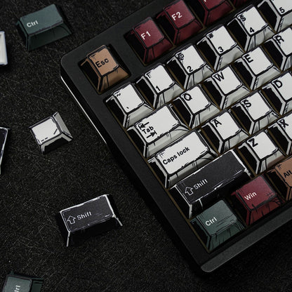 Comic Mixed Light Cherry 1.7mm Thick PBT Keycaps