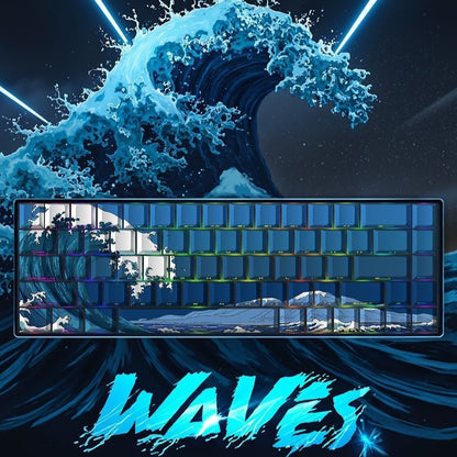 Ukiyo-e Blue Black Waves Quality Side Backlit Cherry PBT Keycaps