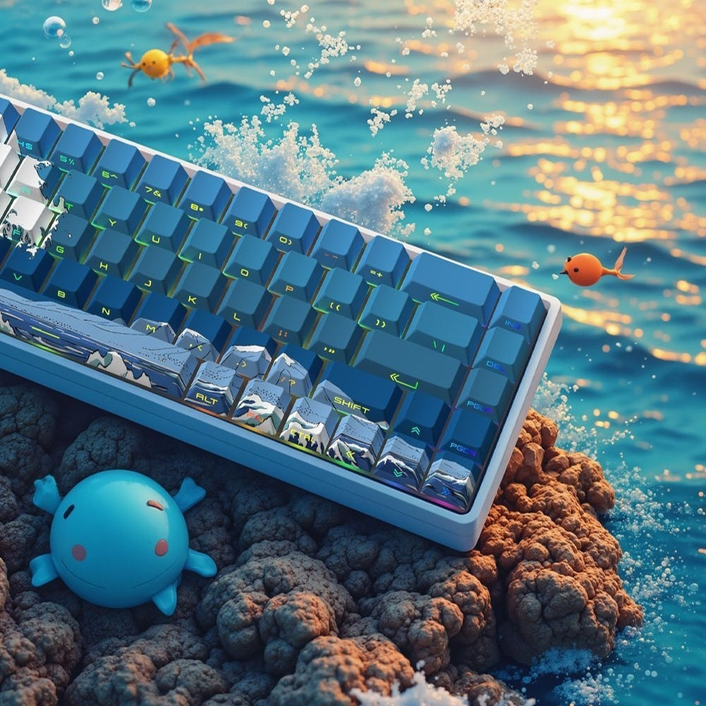 Ukiyo-e Blue Black Waves Quality Side Backlit Cherry PBT Keycaps