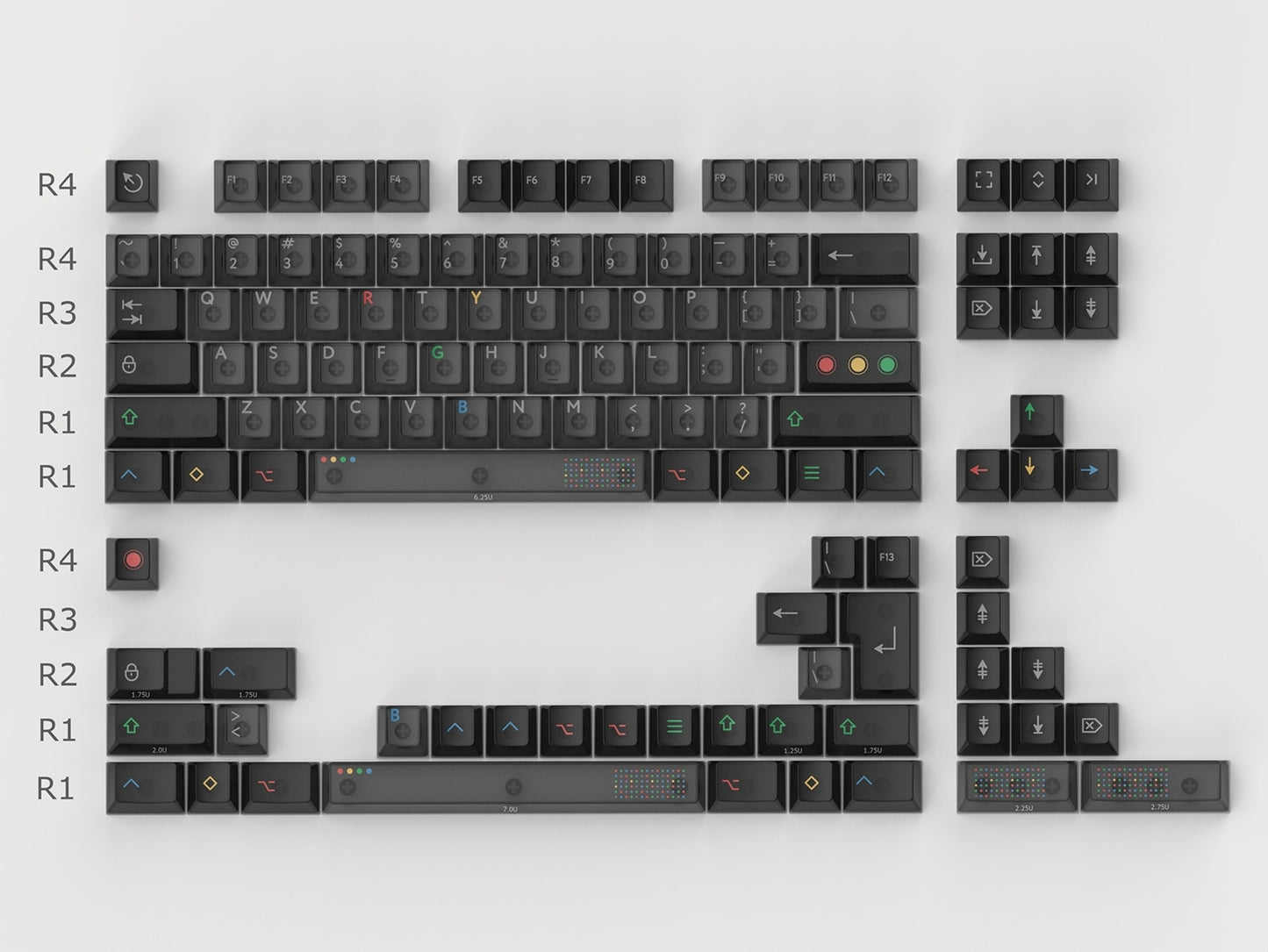 Clear Black Retro Lights Cherry Keycaps