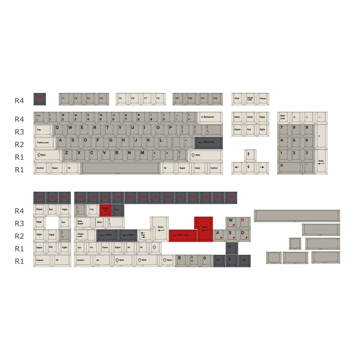 PREMIUM Red Light Cherry PBT Keycaps With PBT Storage Box