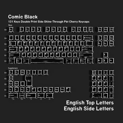 Comic Black Dual Legends Backlit Keycaps