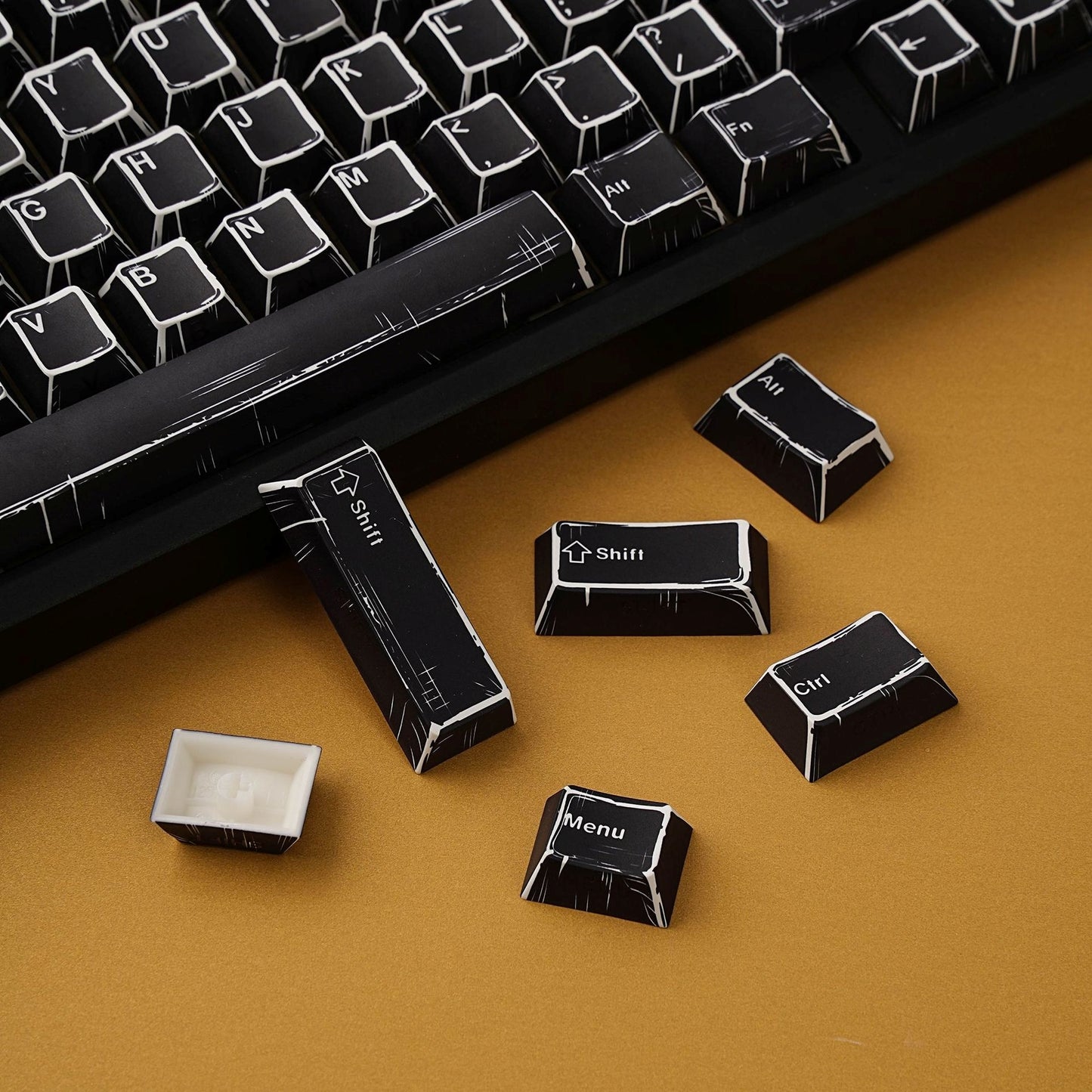 Comic Black Dual Legends Backlit Keycaps