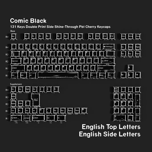Comic Black Dual Legends Backlit Keycaps