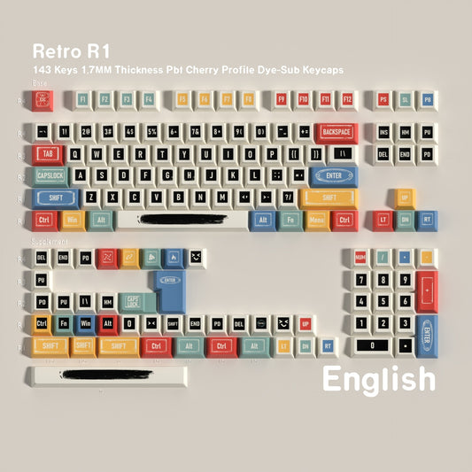 Retro R1 Cherry 1.7mm Thick  PBT Keycaps