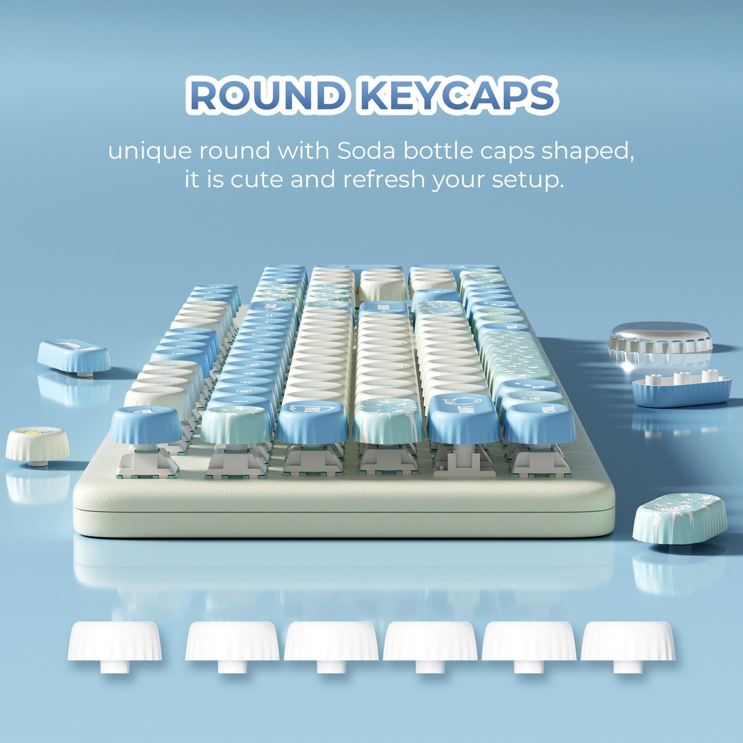 Bottlecap Paws & Pearls Round PBT Keycaps