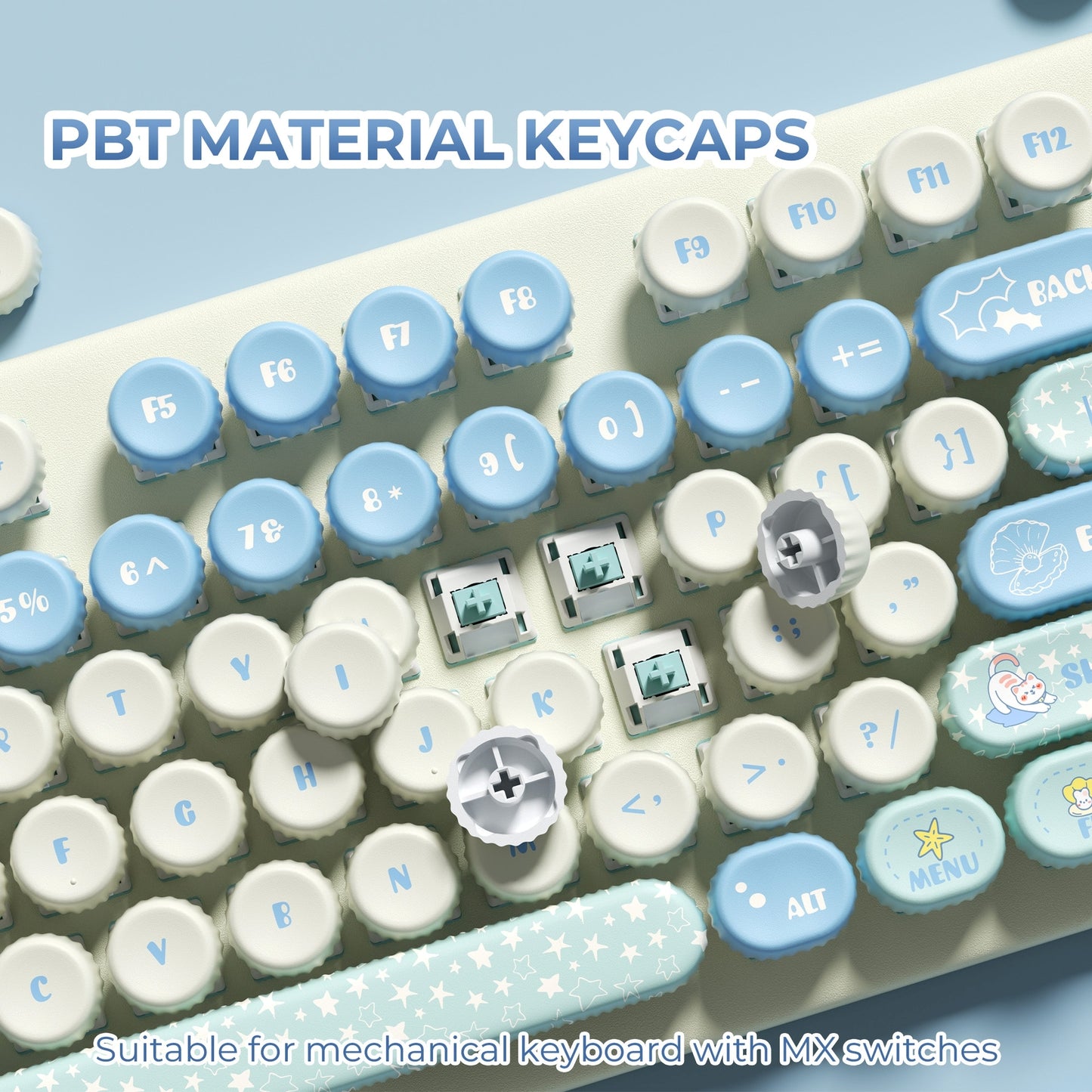 Bottlecap Paws & Pearls Round PBT Keycaps