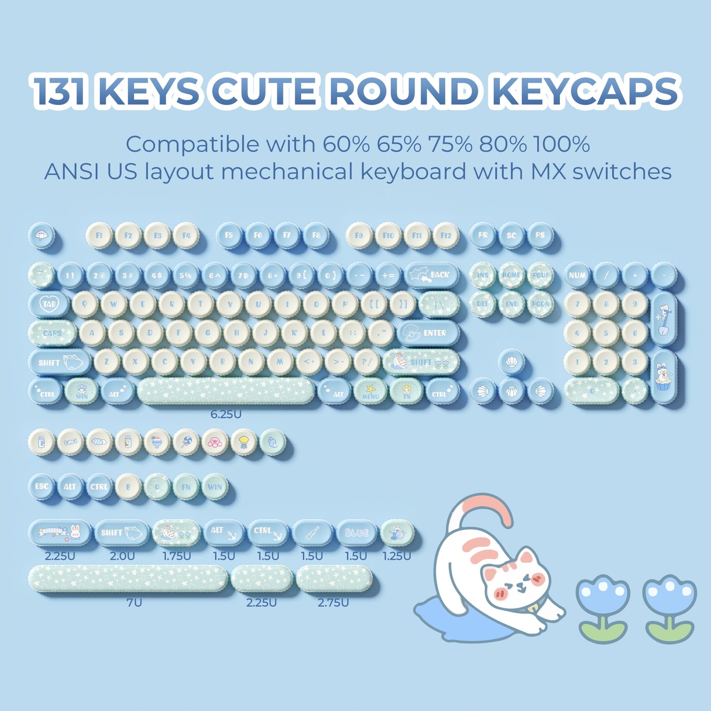 Bottlecap Paws & Pearls Round PBT Keycaps