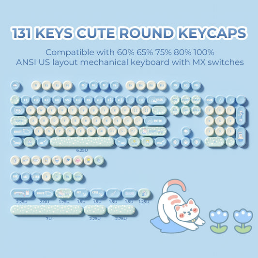 Bottlecap Paws & Pearls Round PBT Keycaps