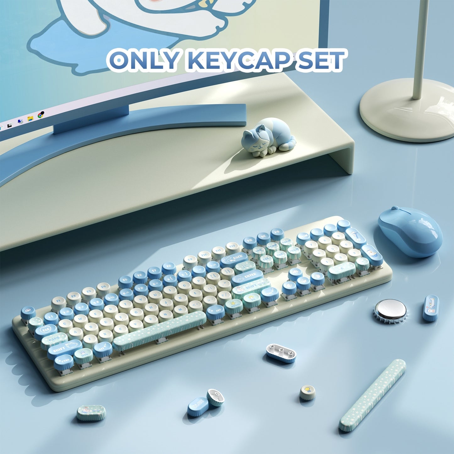 Bottlecap Paws & Pearls Round PBT Keycaps