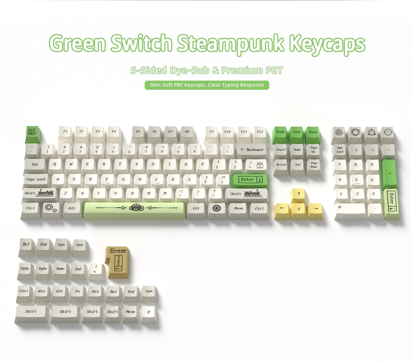 Green Switch Steampunk Cherry PBT Keycaps