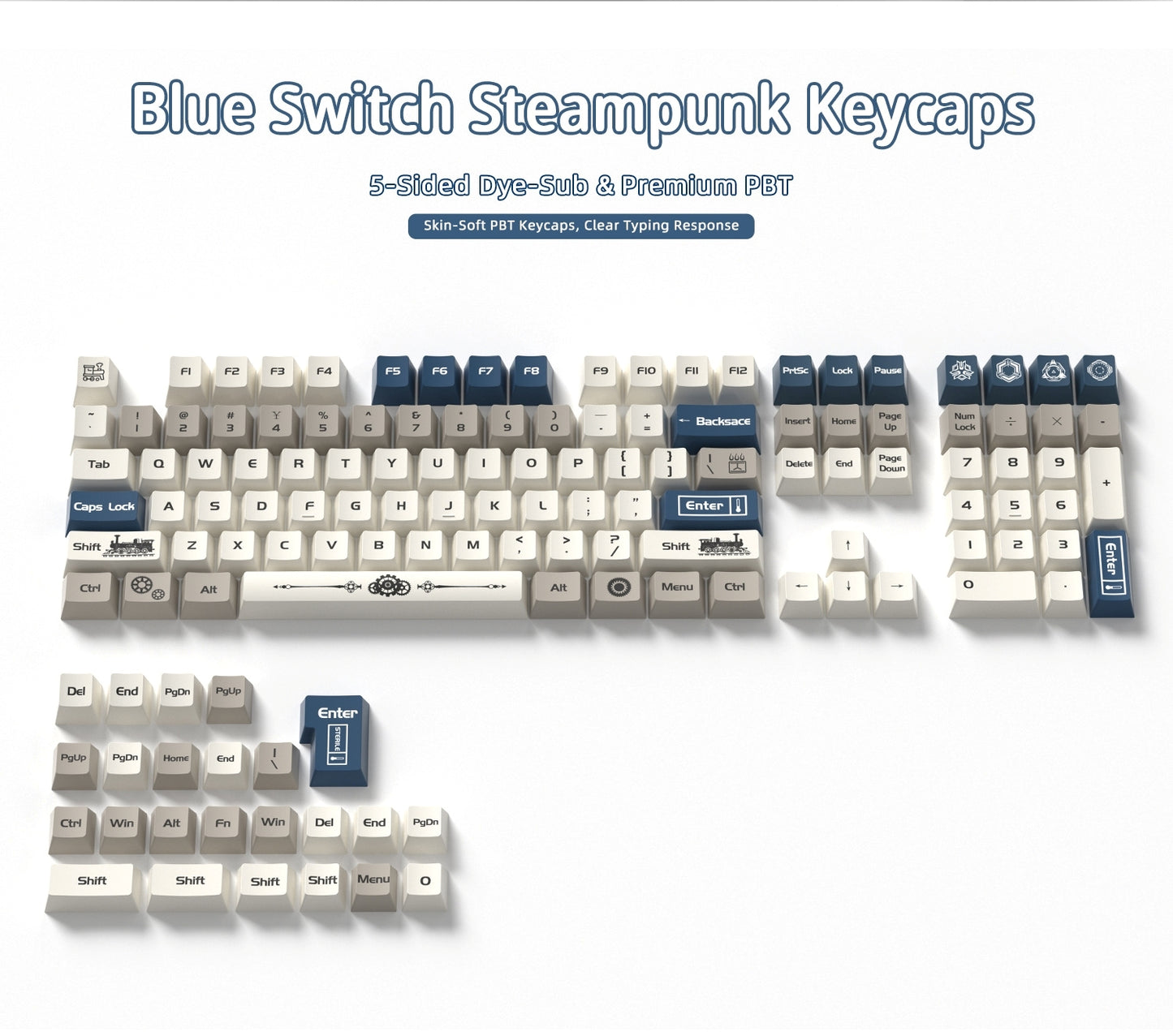 Blue Switch Steampunk Cherry PBT Keycaps