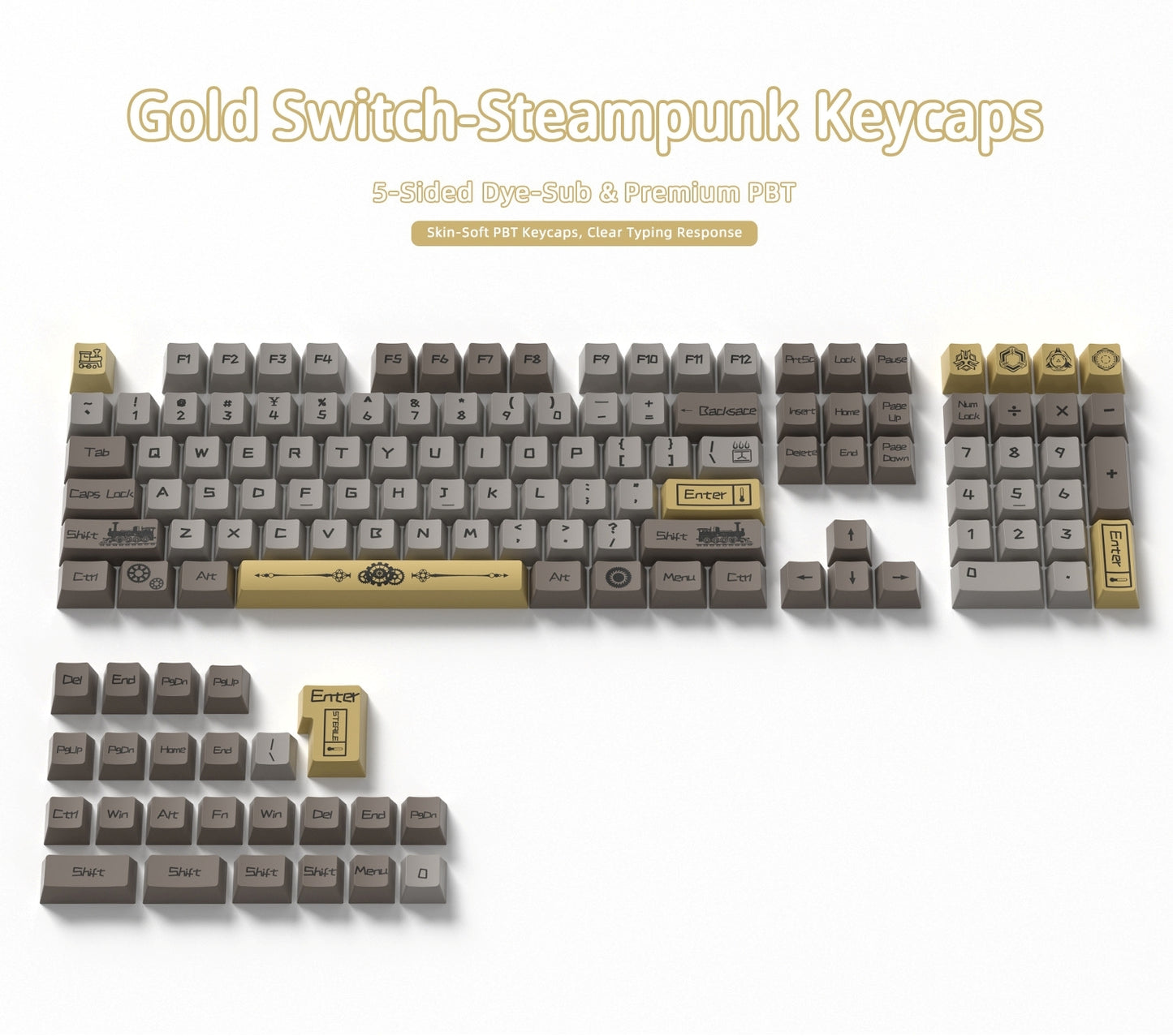 Gold Switch Steampunk Cherry PBT Keycaps
