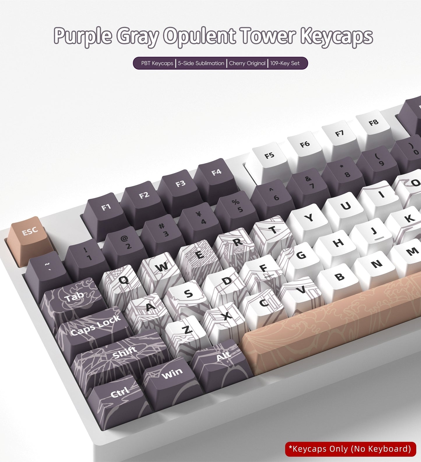 Purple Gray Opulent Cherry PBT Keycaps