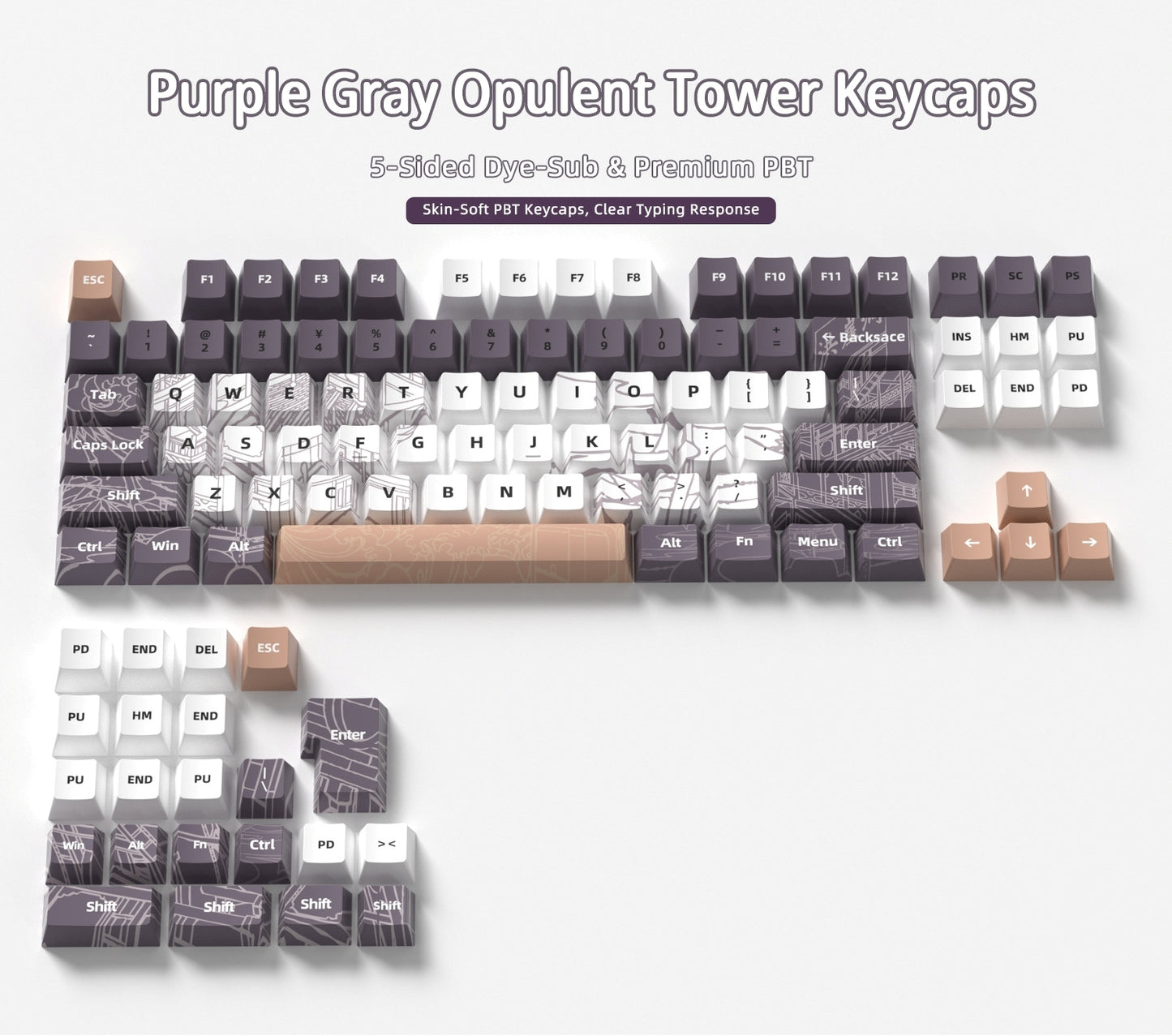 Purple Gray Opulent Cherry PBT Keycaps