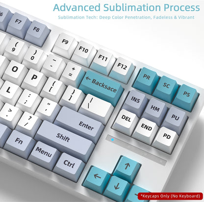 Glazed Cyan Light Gray Cherry PBT Keycaps