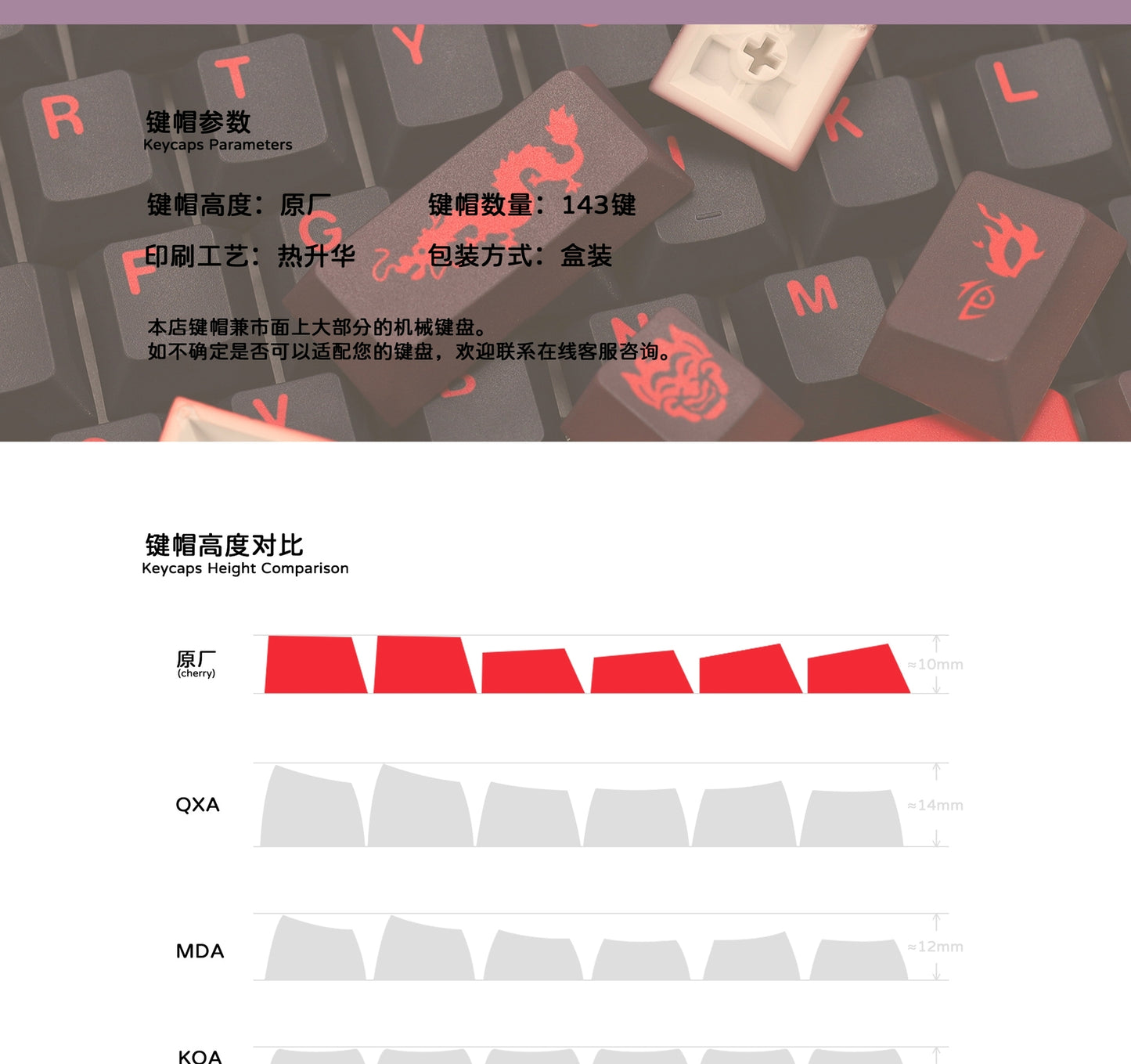 Red Dragon Cherry PBT Keycaps
