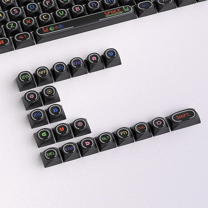Black C Shaped Thick PBT Keycaps With Backlit Ring