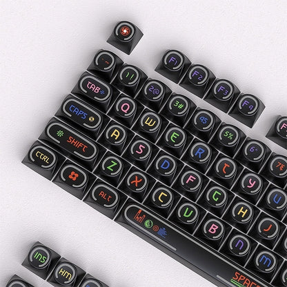 Black C Shaped Thick PBT Keycaps With Backlit Ring