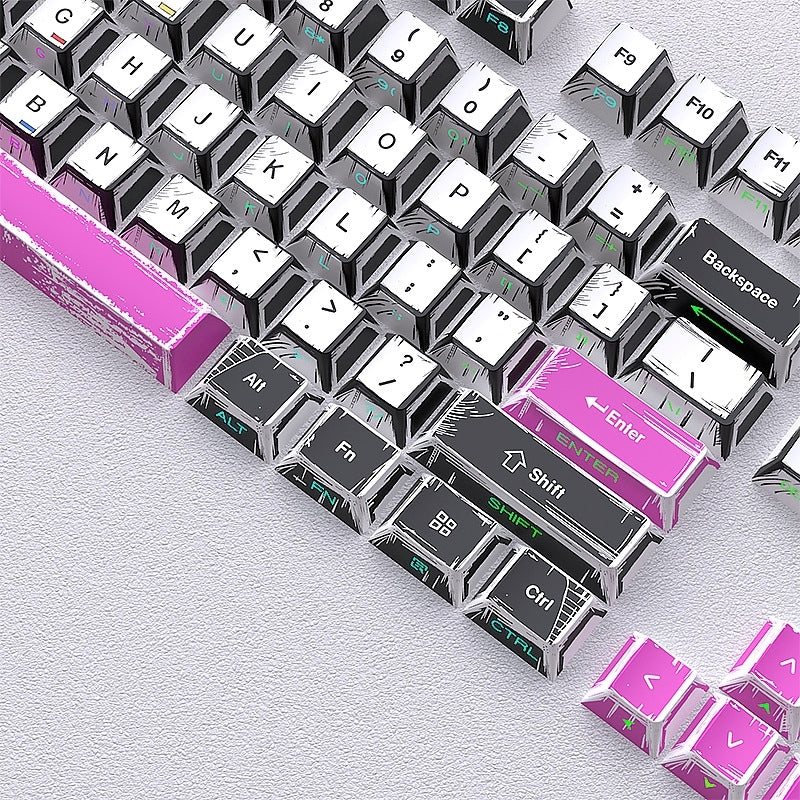 Comic Manga Purple Dual Legends Cherry Shinethrough Keycaps