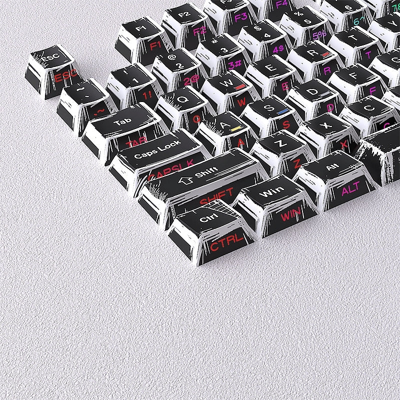 Comic Manga Black Dual Legends Shinethrough Keycaps