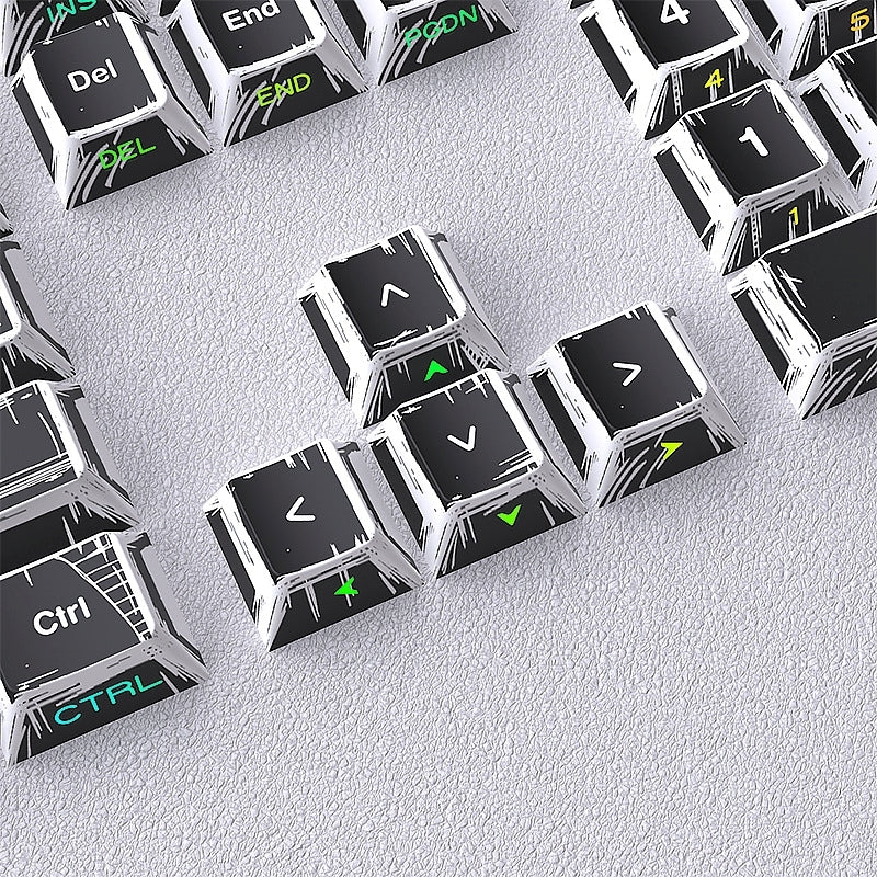 Comic Manga Black Dual Legends Shinethrough Keycaps