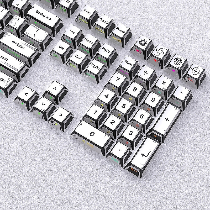 Comic Manga White Dual Legends Shinethrough Cherry Keycaps