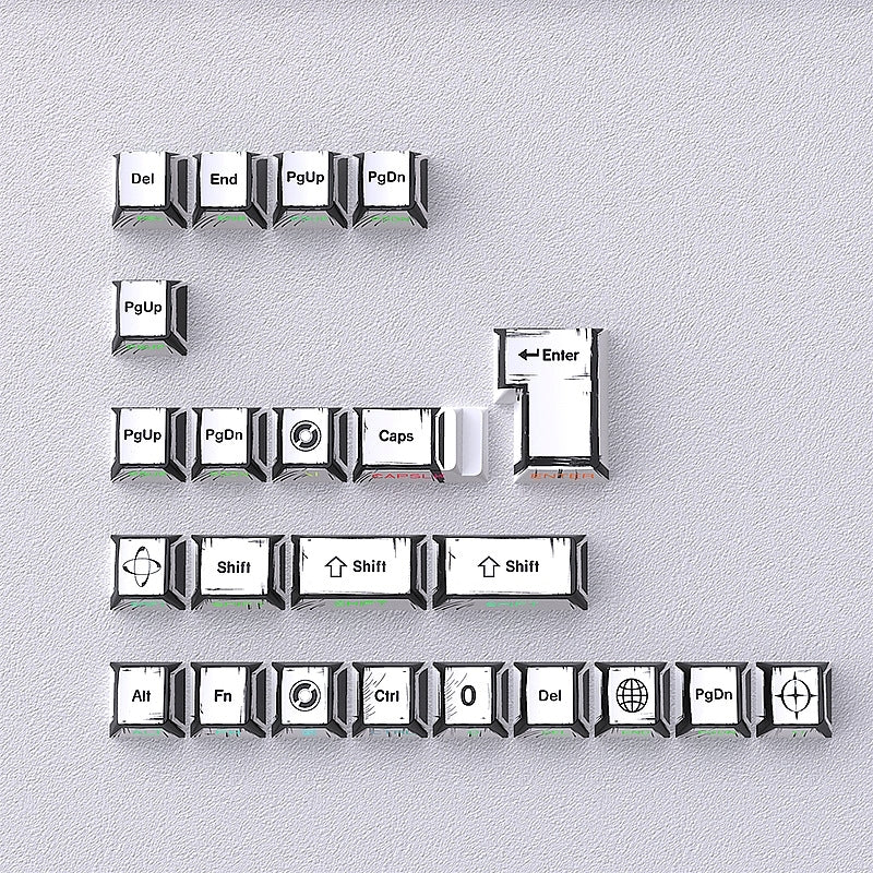 Comic Manga White Dual Legends Shinethrough Cherry Keycaps