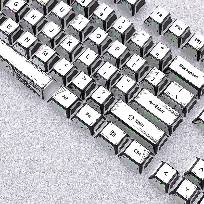 Comic Manga White Dual Legends Shinethrough Cherry Keycaps