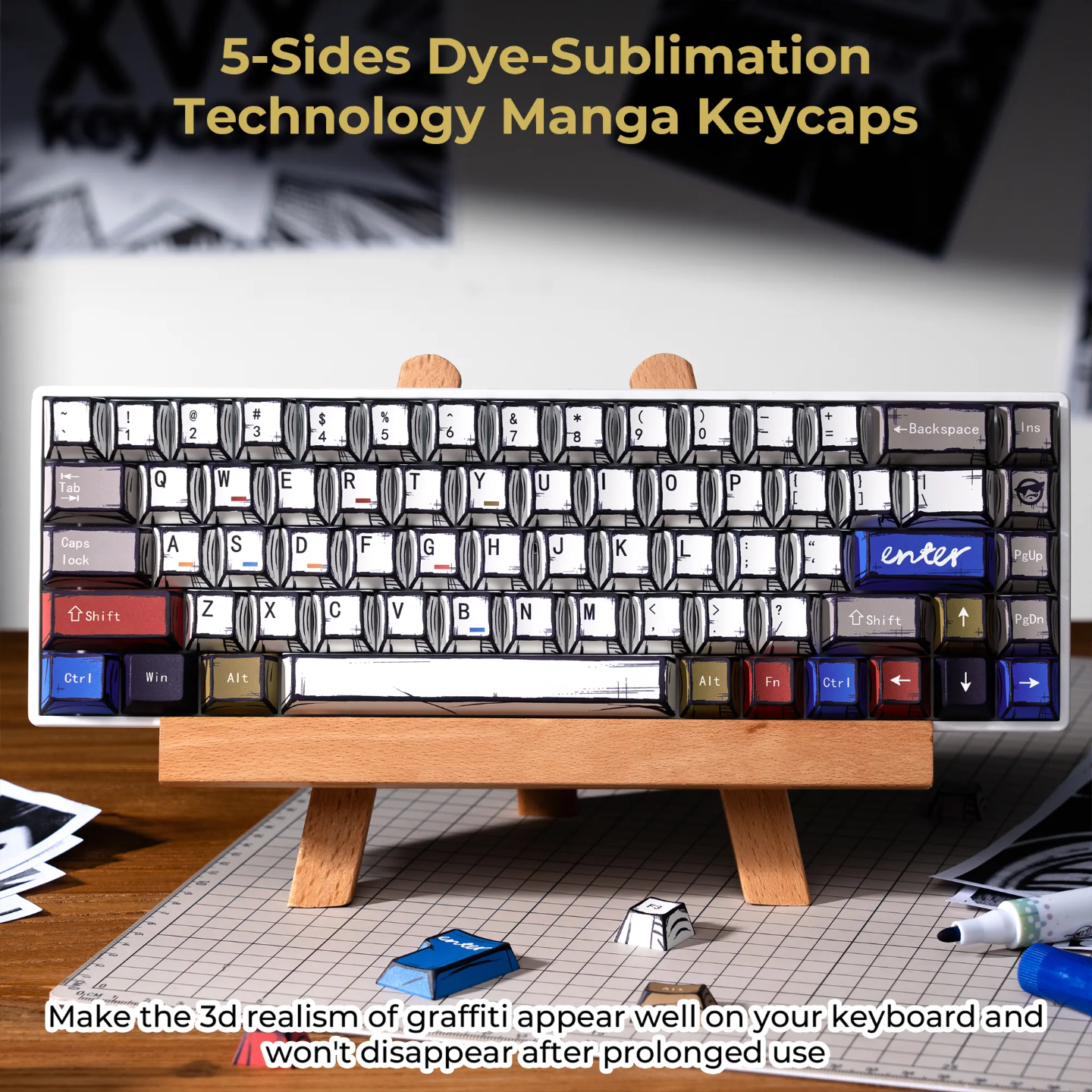 XVX Gaming Manga Theme Graffiti Cherry PBT Keycaps